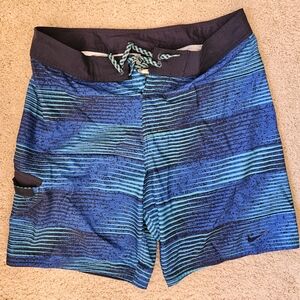 Nike Board Shorts, Men's Size 34, Blue, Green, Navy